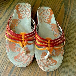 Cushe orange and red leather sandal 6
